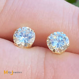 14K Yellow Gold 1.20ctw Round Brilliant Natural Diamond Stud Earrings