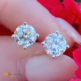 14K White Gold 1.70ctw Natural Diamond Stud Screw Back Earrings