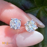 14K White Gold 1.70ctw Natural Diamond Stud Screw Back Earrings