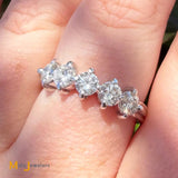 14K White Gold Scallop Set 1.35ctw Diamond Band Size 8.5
