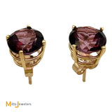 14K Yellow Gold 5.06ctw Round Cut Garnet Stud Earrings