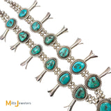 Sterling Silver 925 Turquoise Squash Blossom Necklace 28”