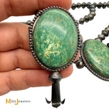 Vintage Signed DO Sterling Silver Royston Turquoise Three Blossom Beaded Necklace 26”