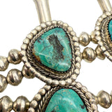 Sterling Silver 925 Turquoise Squash Blossom Necklace 28”