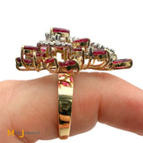14k Yellow Gold 4.5ctw Ruby and 0.175ctw Diamond Spiral Cocktail Ring Size 9