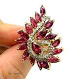 14k Yellow Gold 4.5ctw Ruby and 0.175ctw Diamond Spiral Cocktail Ring Size 9