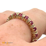 14K Yellow Gold 1.02ctw Ruby and 0.43ctw Diamond Eternity Band Ring Size 8