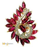 14k Yellow Gold 4.5ctw Ruby and 0.175ctw Diamond Spiral Cocktail Ring Size 9