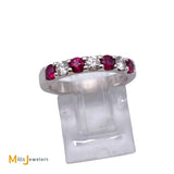 ADPG 14K White Gold 0.40cts Ruby 0.24cts Diamond Band Ring Size 4.75