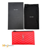 Yves Saint Laurent Monogram Small Zip-Top Quilted Leather Bill Pouch in Neon Pink