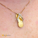 14K Two-Tone Flip-Flop Sandal 0.09ctw Diamond Pendant