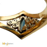 14K Yellow Gold 0.52ct Marquise Sapphire and 0.12ctw Diamond Cocktail Ring Size 4.75