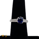 Platinum 0.50ct Sapphire 0.12cts Diamond Band Ring Size 5