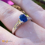 Platinum 0.50ct Sapphire 0.12cts Diamond Band Ring Size 5