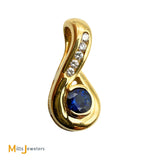 18K Yellow Gold 0.50ct Blue Sapphire 0.075ctw Diamond Slide Pendant