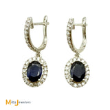 CJ Charles 14K White Gold 1.56ctw Sapphire and 0.27ctw Diamond Dangle Huggie Earrings