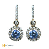 14K Two-Tone Gold 0.93ctw Blue Sapphire 0.44ctw Diamond Earrings