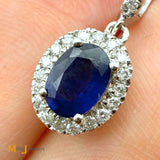 CJ Charles 14K White Gold 1.56ctw Sapphire and 0.27ctw Diamond Dangle Huggie Earrings