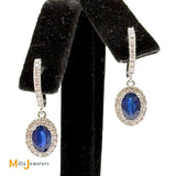 CJ Charles 14K White Gold 1.56ctw Sapphire and 0.27ctw Diamond Dangle Huggie Earrings