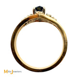 14K Yellow Gold 0.52ct Marquise Sapphire and 0.12ctw Diamond Cocktail Ring Size 4.75