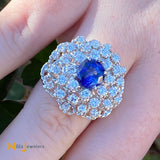 1.60ct Sapphire 1.86cts Diamond Cocktail Ring Size 6