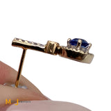 14K Two-Tone Gold 0.93cts Natural Blue Sapphire 0.44cts Diamond Earrings