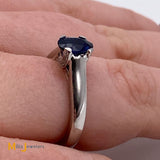 Platinum 0.50ct Sapphire 0.12cts Diamond Band Ring Size 5