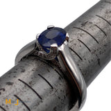 Platinum 0.50ct Sapphire 0.12cts Diamond Band Ring Size 5