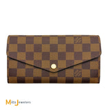 Louis Vuitton Sarah Damier Ebene Canvas and Leather Snap Wallet N63209