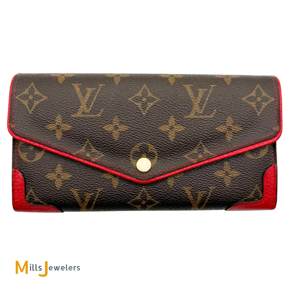 Louis Vuitton Sarah Retrio Monogram Burgundy Red Long Snap Wallet M61184