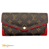 Louis Vuitton Sarah Retrio Monogram Burgundy Red Long Snap Wallet M61184