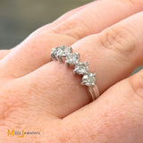 14K White Gold Scallop Set 1.35ctw Diamond Band Size 8.5