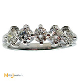 14K White Gold Scallop Set 1.35ctw Diamond Band Size 8.5