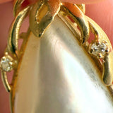 Vintage World Wide Imports 14K Yellow Gold 0.03ctw Diamond and Mabe Pearl Pendant