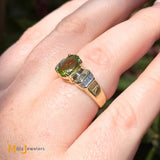 14k Yellow Gold 1.76ct Oval Peridot 0.24ctw Diamond Cocktail Ring Size 6.25