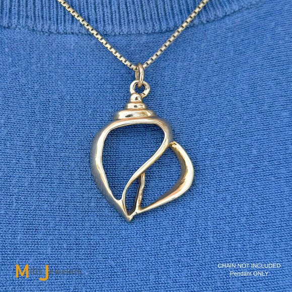 Signed CES 14k Yellow Gold Babylonia Shell Pendant
