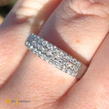 18K White Gold 0.37ctw Diamond 3 Row Band Ring Size 7.75