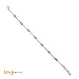 Shy Creation 14K White Gold 1.27ctw Diamond Bar Link 7-Station Bracelet