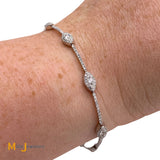 Shy Creation 14K White Gold 1.27ctw Diamond Bar Link 7-Station Bracelet