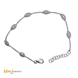 Shy Creation 14K White Gold 1.27ctw Diamond Bar Link 7-Station Bracelet