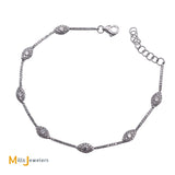 Shy Creation 14K White Gold 1.27ctw Diamond Bar Link 7-Station Bracelet