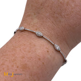 Shy Creation 14K White Gold 1.27ctw Diamond Bar Link 7-Station Bracelet