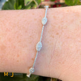 Shy Creation 14K White Gold 1.27ctw Diamond Bar Link 7-Station Bracelet