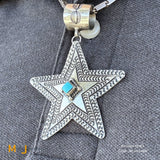 June Delgarito Navajo Sterling Silver 925 Turquoise Star Pendant