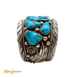 Vintage Signed TM Sterling Silver 925 Turquoise Cuff Bracelet