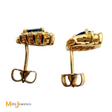 14K Yellow Gold 0.42ctw Blue Sapphire 0.21ctw Diamond Stud Earrings