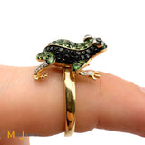 EFFY Safari 14K Yellow Gold 1.32ctw Tsavorite, 1.11ctw Sapphire & 0.095ctw Diamond Frog Ring Size 7