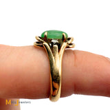 Vintage 14k Yellow Gold 2.33ct Jade and 0.06ctw Diamond Cocktail Ring Size 7