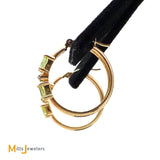 Clyde Duneier 14K Yellow Gold Oval Cut Peridot and 0.01ctw Diamond Hoop Earrings