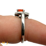 14K White Gold 0.75ct Spessartite Garnet and 0.21ctw Diamond Ring Size 5.25